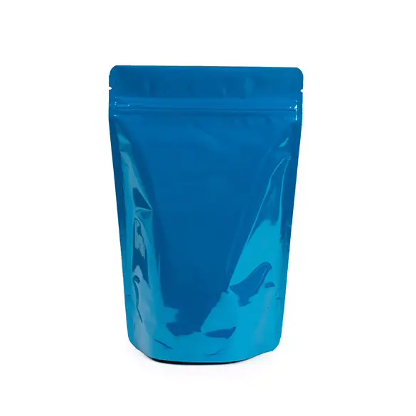 Blue Metallized Stand Up Zipper Pouch